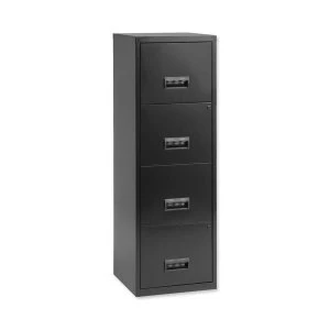 Image of Pierre Henry A4 Maxi Steel Lockable 4 Drawer Filing Cabinet Black