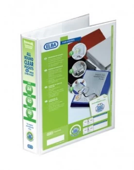 Image of Elba A4 4d Ring 40mm Wht Pan Pres Binder