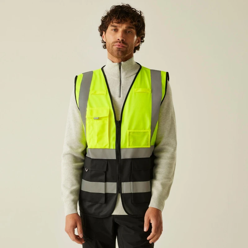 Image of Regatta Mens Pro HI-VIS Executive Vest Yellow/Black male M