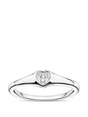 Image of Thomas Sabo Heart Ring, White, Size 54, Women