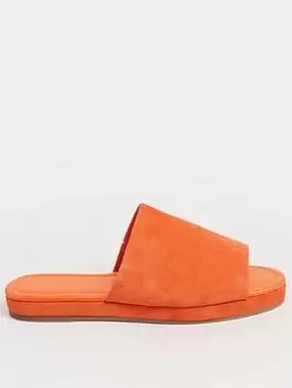 image of Long Tall Sally Flat Micro Mule - Orange, Size 12, Women