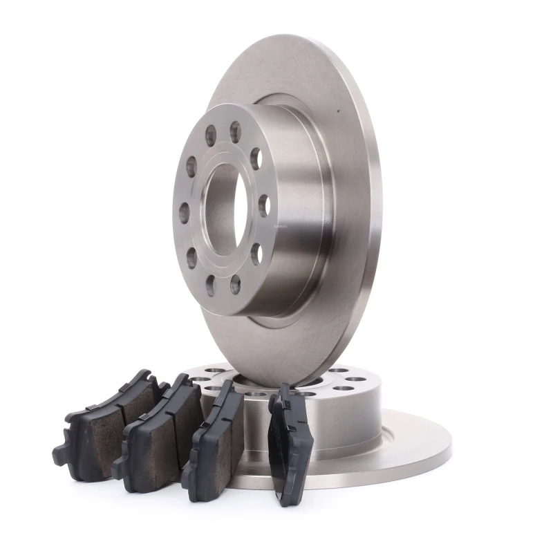 Image of RIDEX 3405B0023 Brake disc and pads set Rear Axle, Brake Disc Type: Solid, prepared for wear warning indicator, with anti-squeak plate Brake Set,disc
