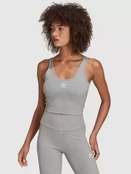 Image of adidas Originals Ribbed Tank Top - Medium Grey Heather, Size 10, Women