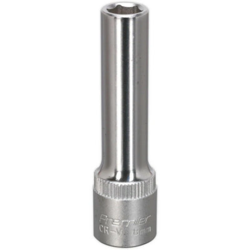 Image of Loops 8mm Forged Steel Deep Drive Socket - 3/8" Square Drive - Chrome Vanadium Socket Metallics