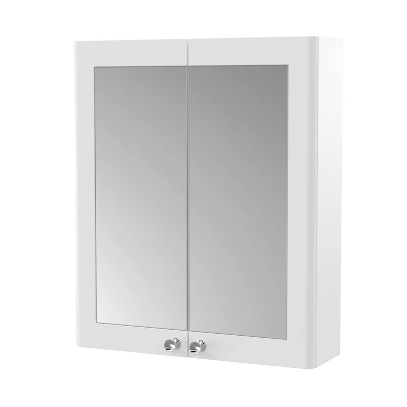 Image of Balterley Classic Wall Hung 2 Soft Close Door Mirror Cabinet Satin White 600mm White