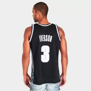 image of Mitchell And Ness Ncaa Swingman Jersey Georgetown University Allen Iverson, Black, Male, Basketball Jerseys, SMJY4212-GTW95AIVBLCK