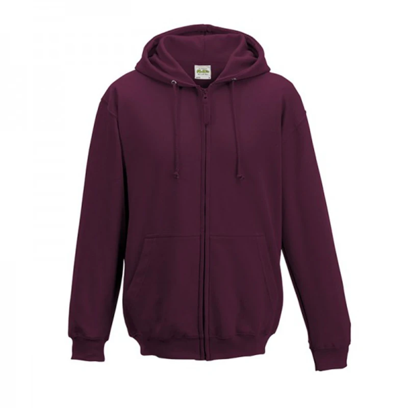 Image of AWDis AWDis Men Plain Hooded Full Zip Hoodie Zoodie in Burgundy Size: large Burgundy L Male 5055747779004