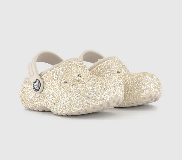 Image of Crocs Kids Classic Lined Toddler Clogs Stucco Glitter, 10 Youth