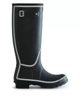 Image of Hunter Original Tall Reflective Wellington Boots - Black, Size 6, Women