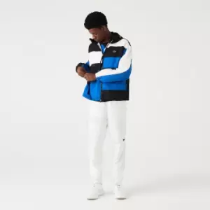 Image of Mens Lacoste Patchwork Effect Jacket Size 44 Black / Blue / White
