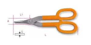 Image of Beta Tools 1114 Tin Snips - Straight Narrow Blade L: 250mm 011140265