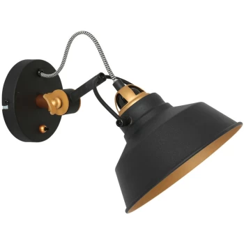 image of Sienna Lighting - Sienna Nove Dome Wall Light Black Matt, Gold