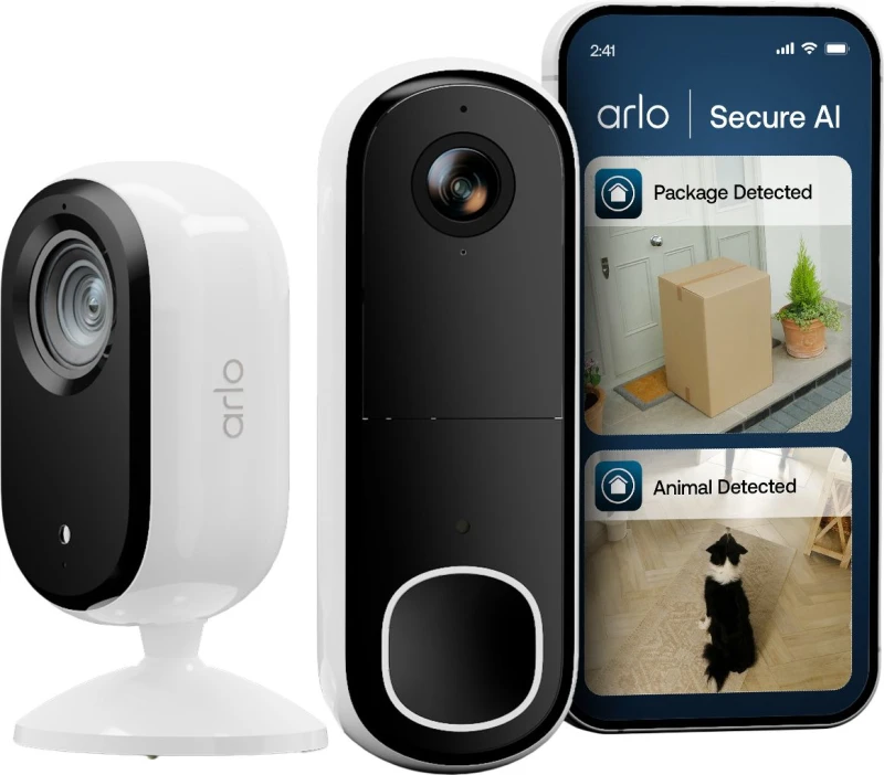 Image of Arlo Essential E3 INDOOR 2K + DOORBELL HD IP Smart Home Security Camera - White