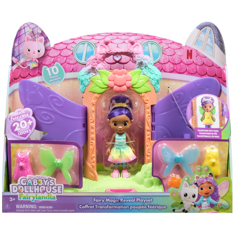 Image of Gabby's Dollhouse Fairylandia Fairy Magic Reveal Playset with Transforming Feature and Dollhouse Accessories Kids Toys for Girls and Boys Ages 3 and