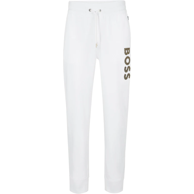 Image of Boss Mens Closed Hem Jersey Joggers White male L