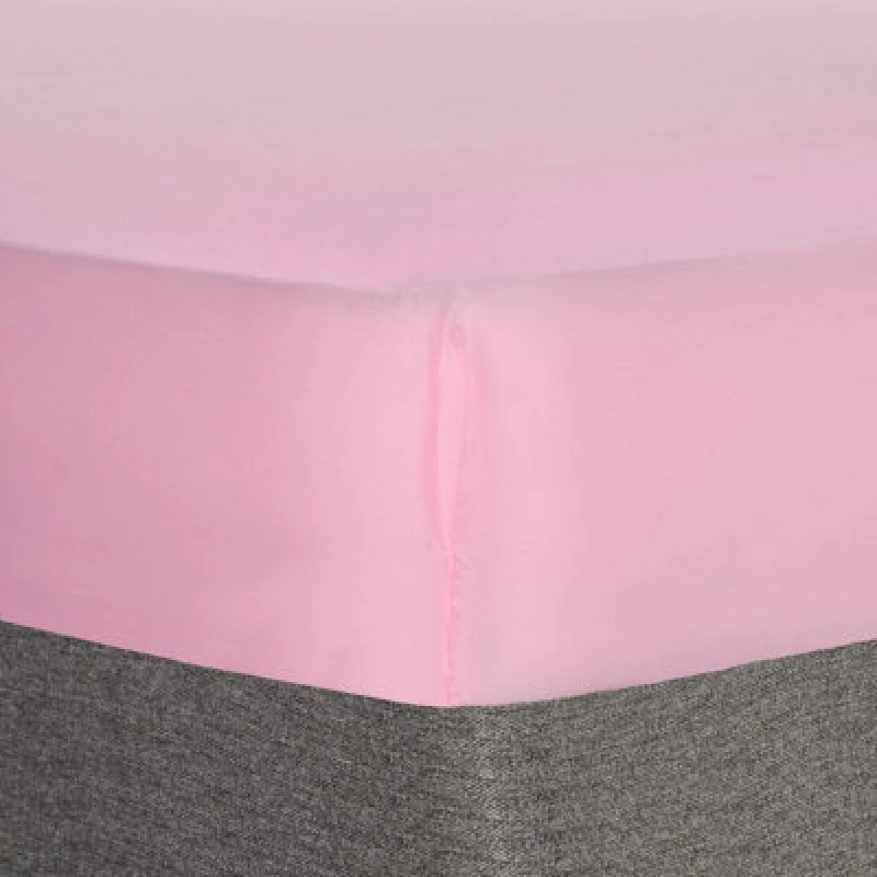 Image of OHS OHS Plain Dyed Non-Iron Fitted Bed Sheet in Pink Size: Single Fitted Pink Single Fitted Unisex 5027434190393