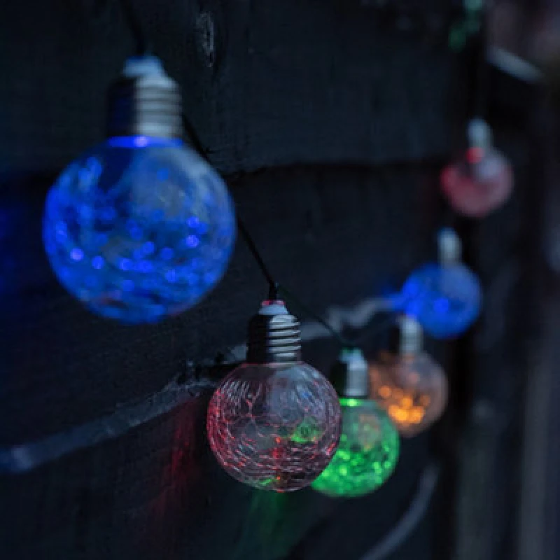 Image of Streetwize Set of 10 Crackle Ball Solar String Light - Multi Multi 2m length