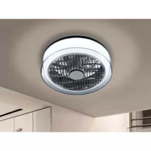 image of Schuller Wind Integrated LED Light Ceiling Fan, Chrome Smoke, Remote Control