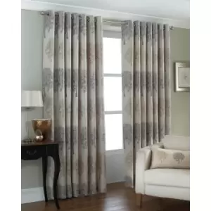 Image of Riva Home Oakdale Tree Design Eyelet Curtains (46 x 54" (117 x 137cm)) (Silver)