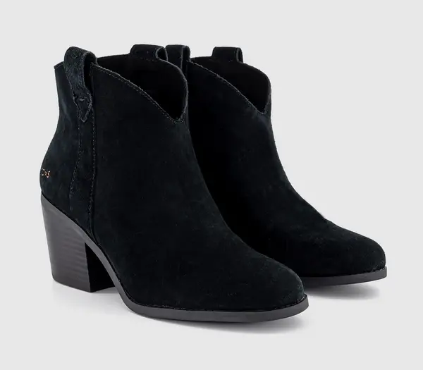 image of TOMS Womens Constance Western Boots Black Suede, 5