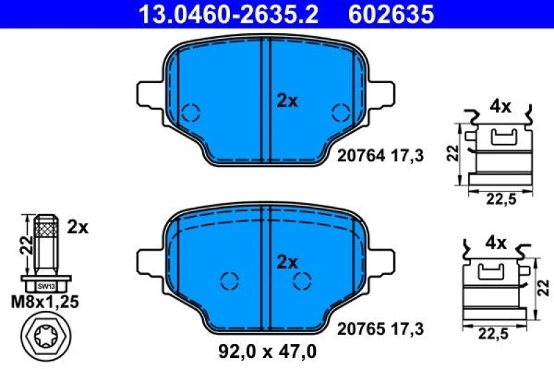 Image of Brake pad set ATE 13.0460-2635.2