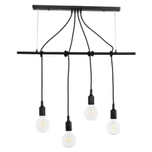 image of Wire 4 Light Bar Pendant Ceiling Light, Black