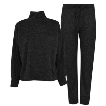 image of Linea Turtle Neck Loungewear Top and Joggers Co Ord Set - Black