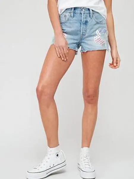 Image of Levis 501&reg; Original Denim Shorts - Fresh As A Daisy, Blue, Size 26, Women Blue VIKLD Female 26