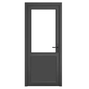 Image of Crystal uPVC Clear Single Door Half Glass Half Panel Left Hand Open 890mm x 2090mm Clear Glazing - Grey