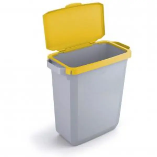 DURABIN Plastic Waste Bin 60 Litre Grey With Yellow Hinged Lid & EXR28412DR