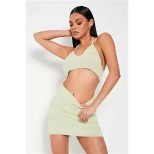 image of I Saw It First Green Marl Knitted Mini Skirt Co-Ord - Green