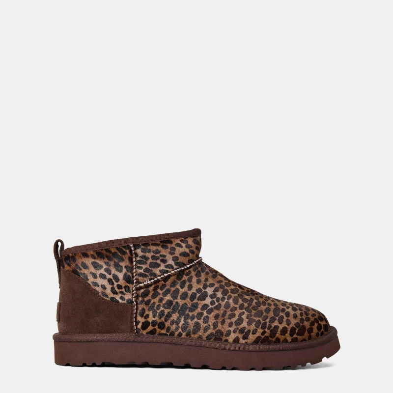 Image of Ugg Womens Ultra Mini Leopard Print Snug Boots Burnt Cedar female 5 (38)