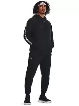 image of Under Armour Mens Training Rival Fleece Tracksuit, Black/White, Size L, Men