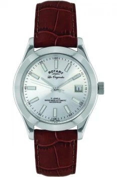 Image of Rotary GS08150-06-X Mens Verbier Automatic Brown Leather Strap W Colour - Silver