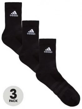 Image of adidas Cushion 3 Pack Crew Socks - Black, Size 4.5-5.5, Men
