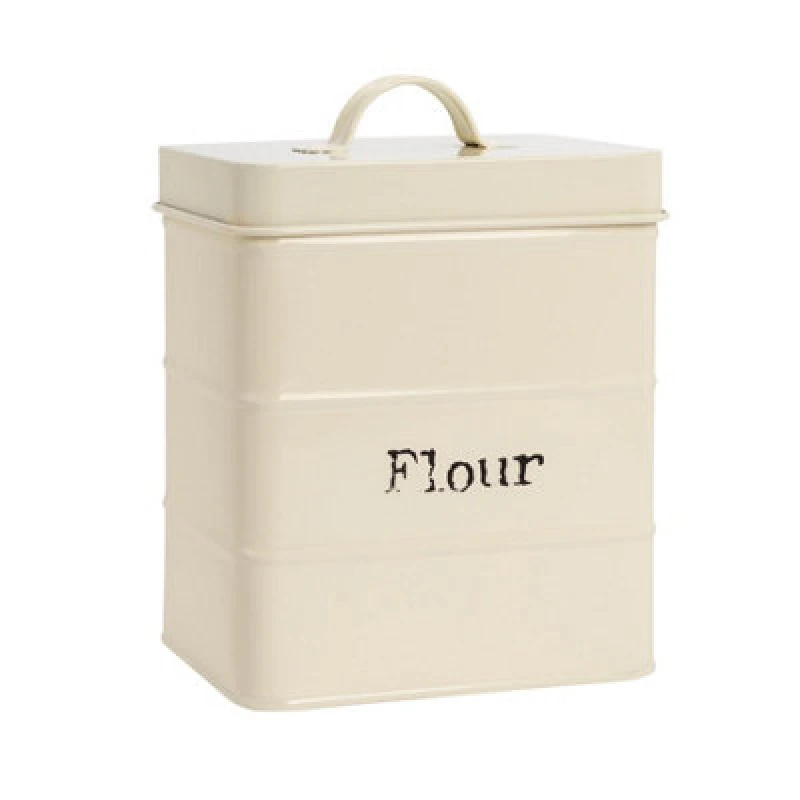 Image of Harbour Housewares Vintage Metal Kitchen Flour Canister Cream Beige