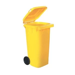 Image of Wheelie Bin 120 Litre High Density Polythene Yellow with Rear Wheels