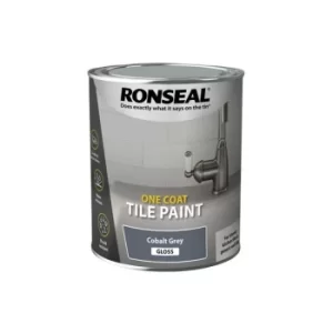 image of Ronseal One Coat Tile Paint Cobalt Grey Gloss 750ml