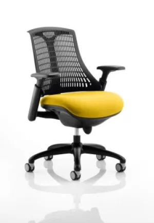 Image of Flex Task Operator Chair Black Frame Black Back Bespoke Colour Seat Yellow