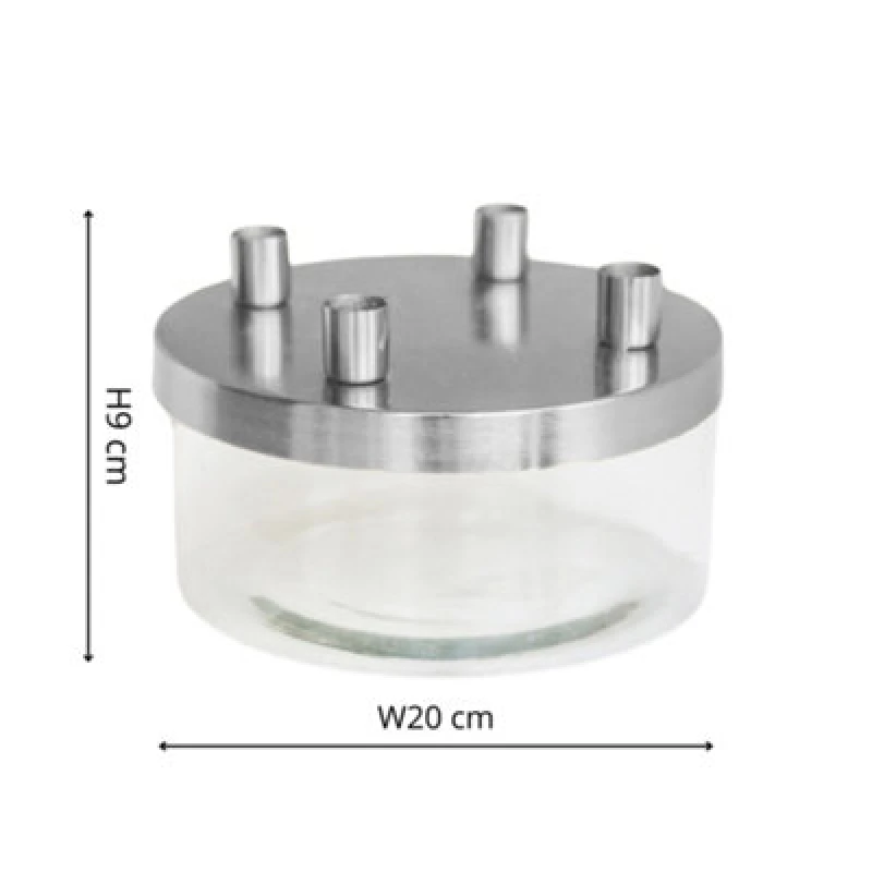 Image of Ivyline Metal Candle Holder With Glass Bowl Silver H9Cm D20Cm