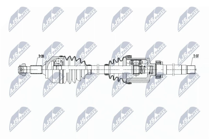 Image of NTY NPW-PE-103 Drive shaft Automatic Transmission, Front Axle Right Drive Shaft (13)
