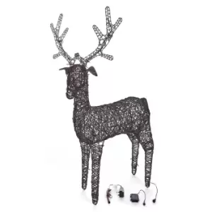 Image of The Winter Workshop Tri Flora - 150Cm Outdoor PVC Rattan Brown Christmas Reindeer Figure - Battery Operated