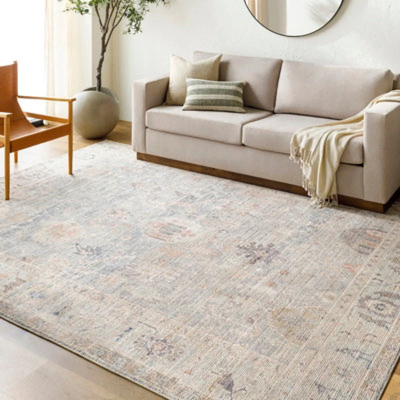 Image of Becki Owens X Livabliss Vintage Oriental Boho Grey/pale Blue Marlene Area Rug 117 X 170 Cm - Easy Care, Ideal For Living Room