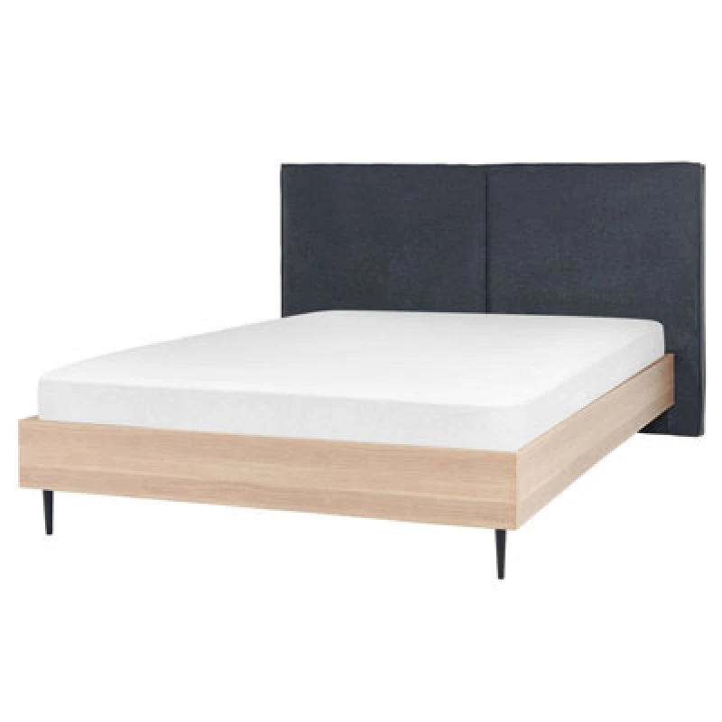 Image of Beliani Bed Fabric Izernore 160 X 200 Cm (Eu King Size) Dark Grey