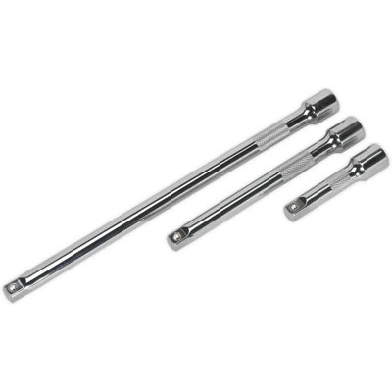 Image of Loops 3 Piece Knurled Extension Bar Set - 3/8" Sq Drive - Spring-Ball Socket Retainer Multi