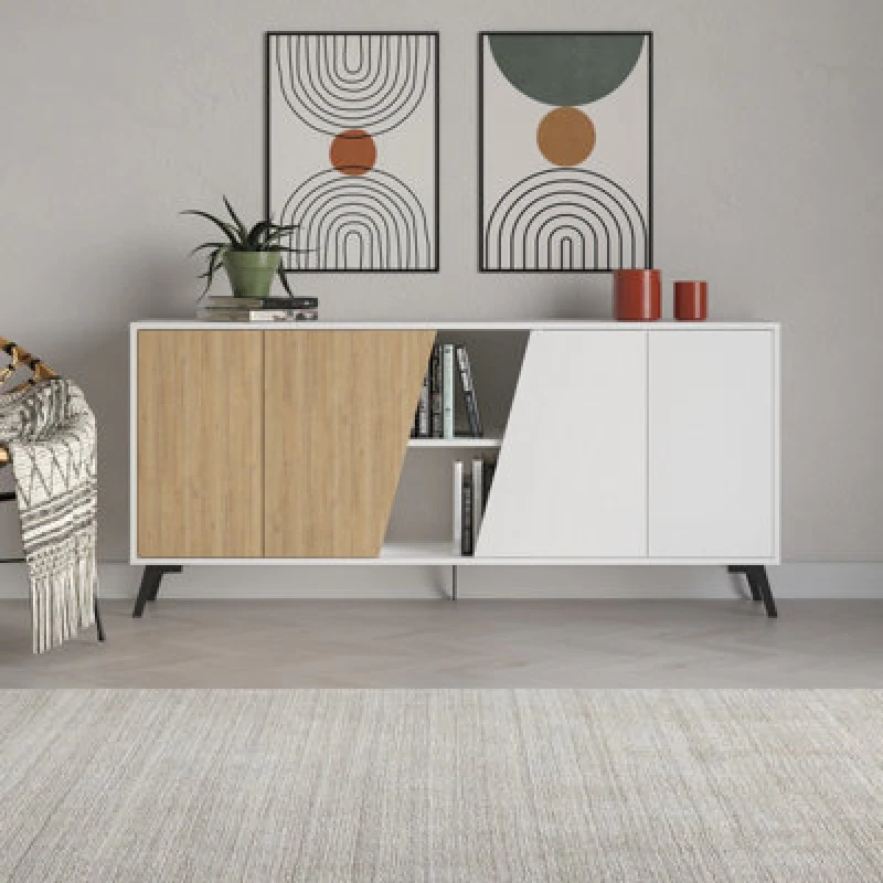 Image of VENPRODIN Decortie Fiona Console Sideboard Display Unit 180 White Oak M.K.23656.2