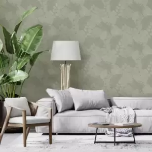 Superfresco Easy - Scattered Leaves Floral Sage Green Wallpaper - White