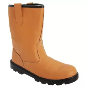 Image of Grafters Mens Leather Safety Rigger Padded Ankle Toe Cap Boots (10 UK) (Tan)