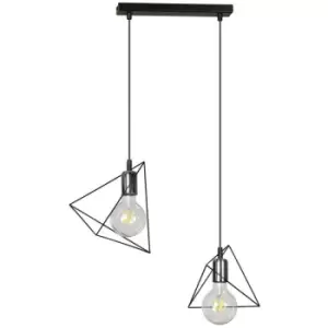 Image of Emibig Dex Black Bar Pendant Ceiling Light 2x E27