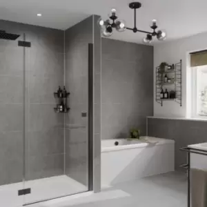 Image of Multipanel Tile Effect Grey Mineral Shower Wall Panel 2400 x 598mm